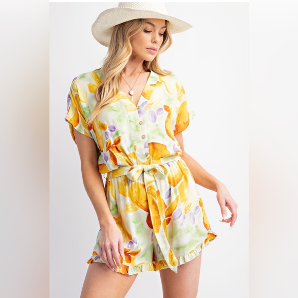 easel Pants - Easel Challis waisted short romper